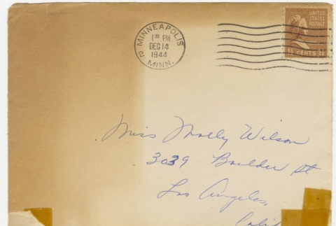 Christmas card (with envelope) to Molly Wilson from Mary Murakami (December 14, 1944) (ddr-janm-1-39)