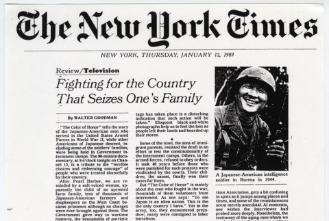 New York Times review of The Color of Honor (ddr-densho-1007-1372)