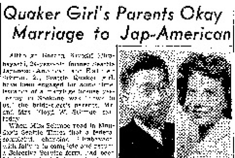 Quaker Girl's Parents Okay Marriage to Jap-American (June 30, 1944) (ddr-densho-56-1052)