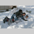 Vince Uyeda, Craig So, and Jon Osaki in the snow (ddr-densho-336-1573)