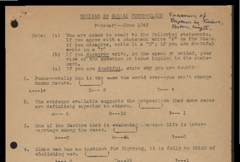 Seminar in social foundations, February-June 1943 (ddr-csujad-55-1748)