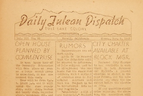 Tulean Dispatch Vol. III No. 95 (November 5, 1942) (ddr-densho-65-91)