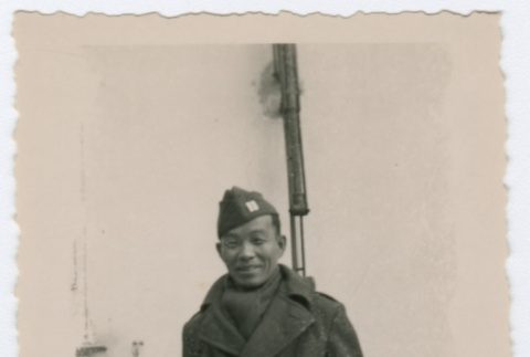 Soldier in uniform with winter clothing (ddr-densho-368-228)