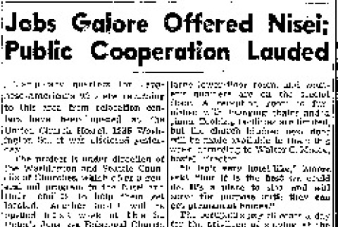 Jobs Galore Offered Nisei; Public Cooperation Lauded (August 14, 1945) (ddr-densho-56-1136)
