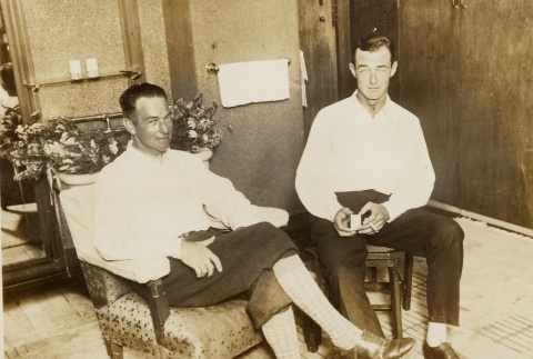 Hugh Herndon, Jr. and Clyde E. Pangborn seated together (ddr-njpa-1-1344)