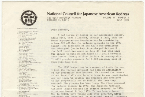 National Council for Japanese American Redress Vol. 11 No. 4 (ddr-densho-352-46)