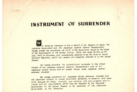 Copy of Instrument of Surrender (ddr-densho-563-36)