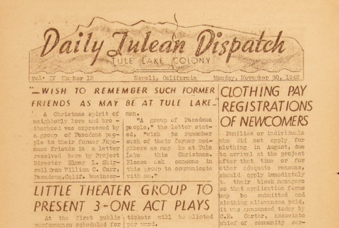 Tulean Dispatch Vol. IV No. 15 (November 30, 1942) (ddr-densho-65-109)