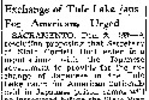 Exchange of Tule Lake Japs for Americans Urged (December 2, 1943) (ddr-densho-56-990)