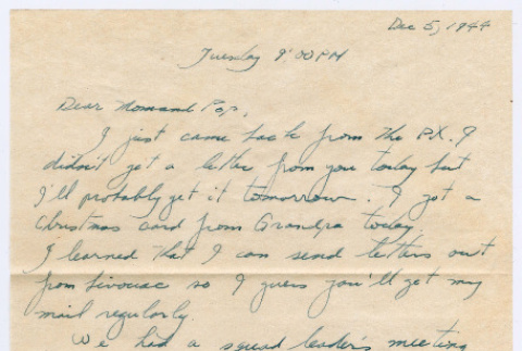 Letter from Tadashi Ishida to Mr. & Mrs. Y Ishida (ddr-densho-535-88)