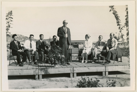 Announcement at hospital anniversary event (ddr-densho-37-982)