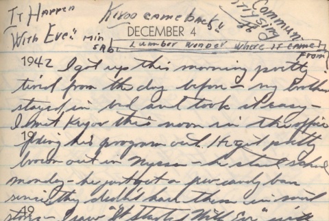 Diary entry, December 4, 1944 (ddr-densho-72-89)