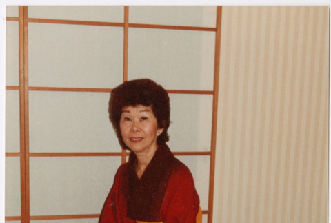 Woman in red kimono (ddr-densho-522-649)