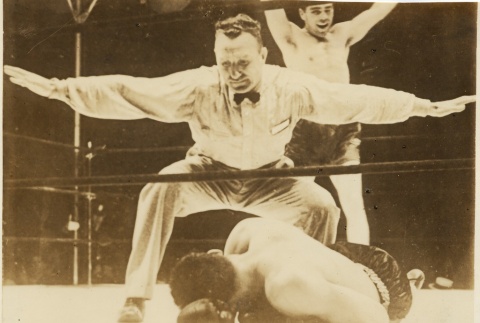 Max Schmeling knocking out Joe Louis (ddr-njpa-1-1197)