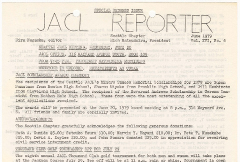Seattle Chapter, JACL Reporter, Vol. XVI, No. 6, June 1979 (ddr-sjacl-1-280)