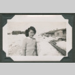 Woman standing in a snowy lane (ddr-densho-463-5)