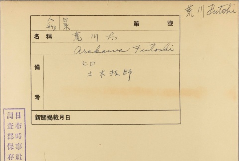 Envelope of Futoshi Arakawa photographs (ddr-njpa-5-57)