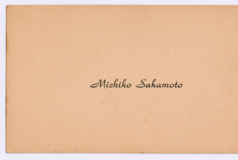 Michiko Sakamoto's graduation name card (ddr-densho-550-109)