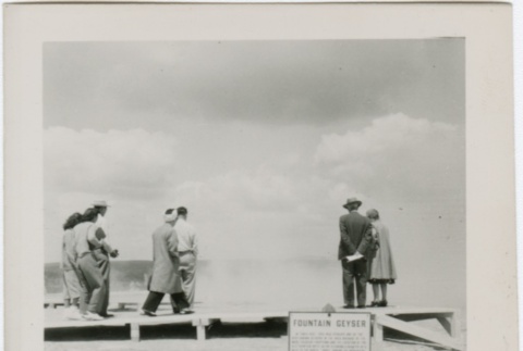 A group at the Fountain Geyser, Yellowstone (ddr-densho-338-297)