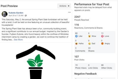 Facebook post for Spring Plant Sale 2020 (ddr-densho-354-2782)