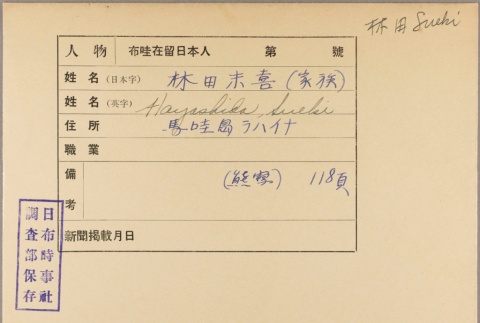 Envelope for Sueki Hayashida (ddr-njpa-5-1388)