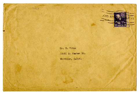 Envelope from Hompa Hongwanji Los Angeles Betsuin to Mr. S. Okine, [1951] (ddr-csujad-5-228)