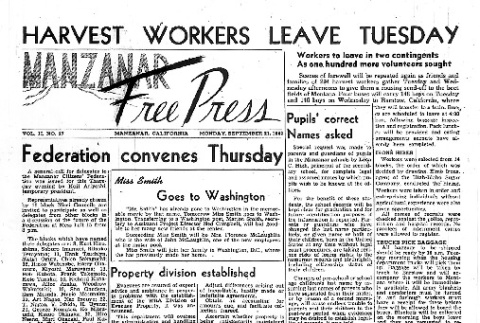 Manzanar Free Press Vol. II No. 27 (September 21, 1942) (ddr-densho-125-67)