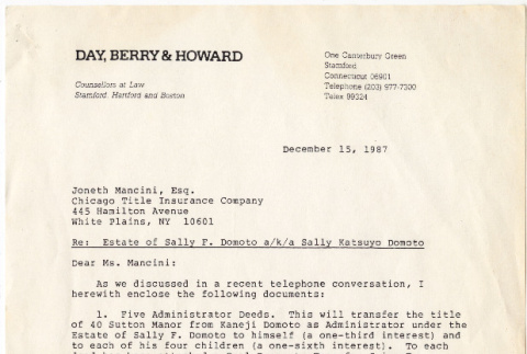 Letter to Joneth Mancilia from Karen Kaplan (ddr-densho-329-1243)