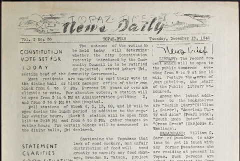 Topaz Times Vol. I No. 38 (December 15, 1942) (ddr-densho-142-48)