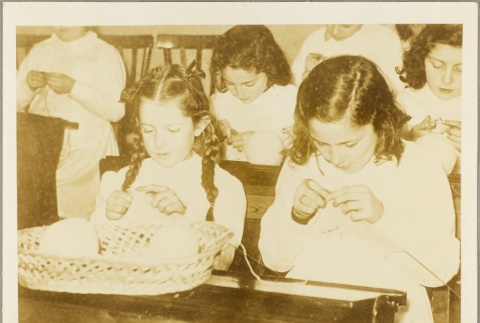 Girls knitting in an Italian school (ddr-njpa-13-691)