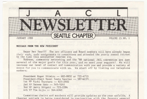 Seattle Chapter, JACL Reporter, Vol. 25, No. 1, January 1988 (ddr-sjacl-1-369)