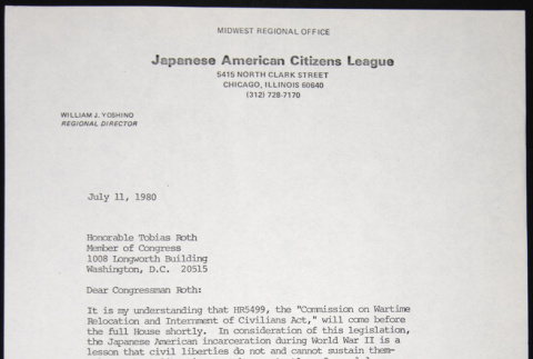 Letter to Tobias Roth from William Yoshino (ddr-chijacl-1-294)