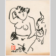 Sketch of woman and cat (ddr-densho-329-1180)