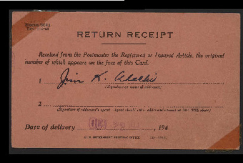 Return receipt, Form 8811 rev. 1-4-40 (ddr-csujad-55-1967)