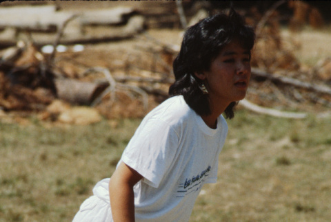 Carolyn Iyoya playing kickball (ddr-densho-336-1523)