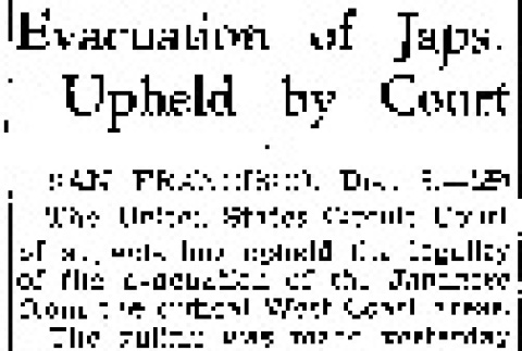 Evacuation of Japs Upheld by Court (December 3, 1943) (ddr-densho-56-991)