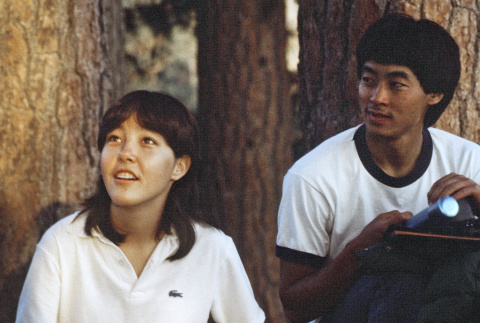 Michelle Murray and Danny Akagi on a hike up the mountain (ddr-densho-336-1655)