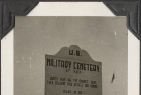 Sign at entrance to the U.S. Military Cemetery at Vada (ddr-densho-466-686)