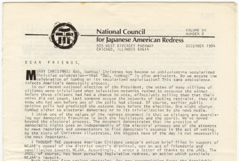 National Council for Japanese American Redress Vol. 6 No. 8 (ddr-densho-352-44)