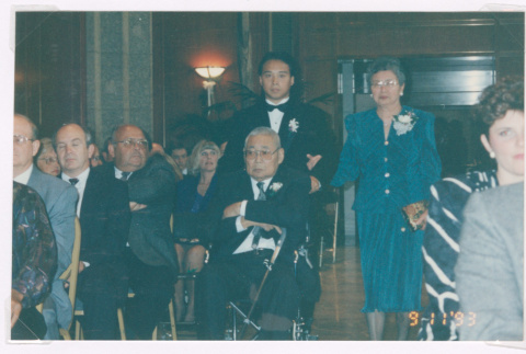 Mitzi Isoshima and Takeo Isoshima at Vivian Gave's wedding (ddr-densho-477-704)