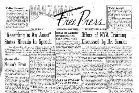 Manzanar Free Press Vol. III No. 39 (May 15, 1943) (ddr-densho-125-131)