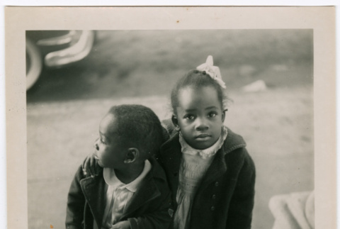 Two children standing on steps (ddr-densho-426-1397)