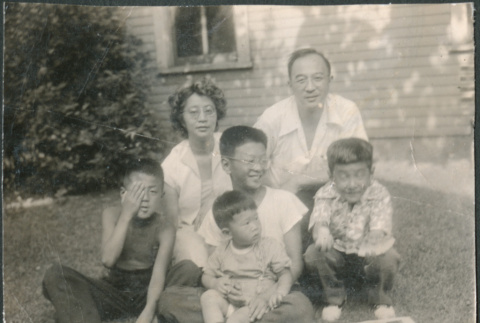 Sakura family outside house (ddr-densho-523-186)