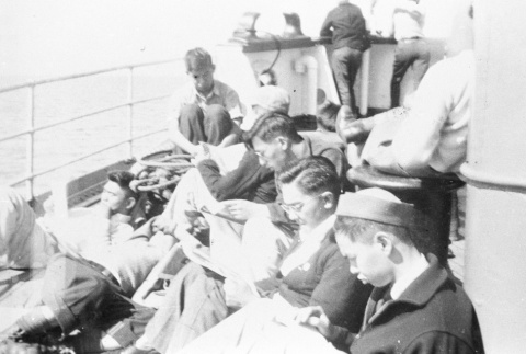 Men on ship's deck (ddr-densho-15-33)