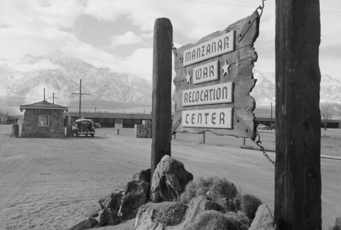 Concentration camp entrance sign (ddr-densho-93-13)