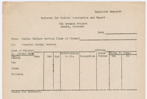 Referral for Medical Examination and Report (ddr-densho-356-960)
