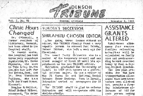 Denson Tribune Vol. I No. 72 (November 5, 1943) (ddr-densho-144-113)