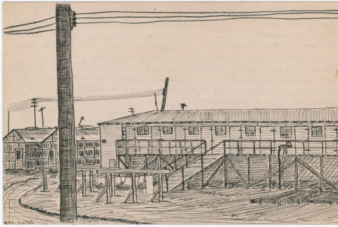 Drawing of barracks 16 at Tanforan Assembly Center (ddr-densho-392-4)