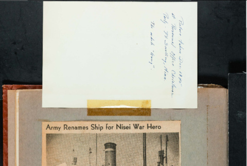 Newspaper clippings on Nisei army members and a photograph inscription (ddr-csujad-49-29)