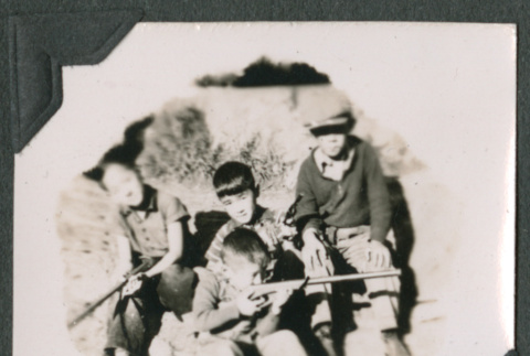 Four boys with toy guns (ddr-densho-442-203)